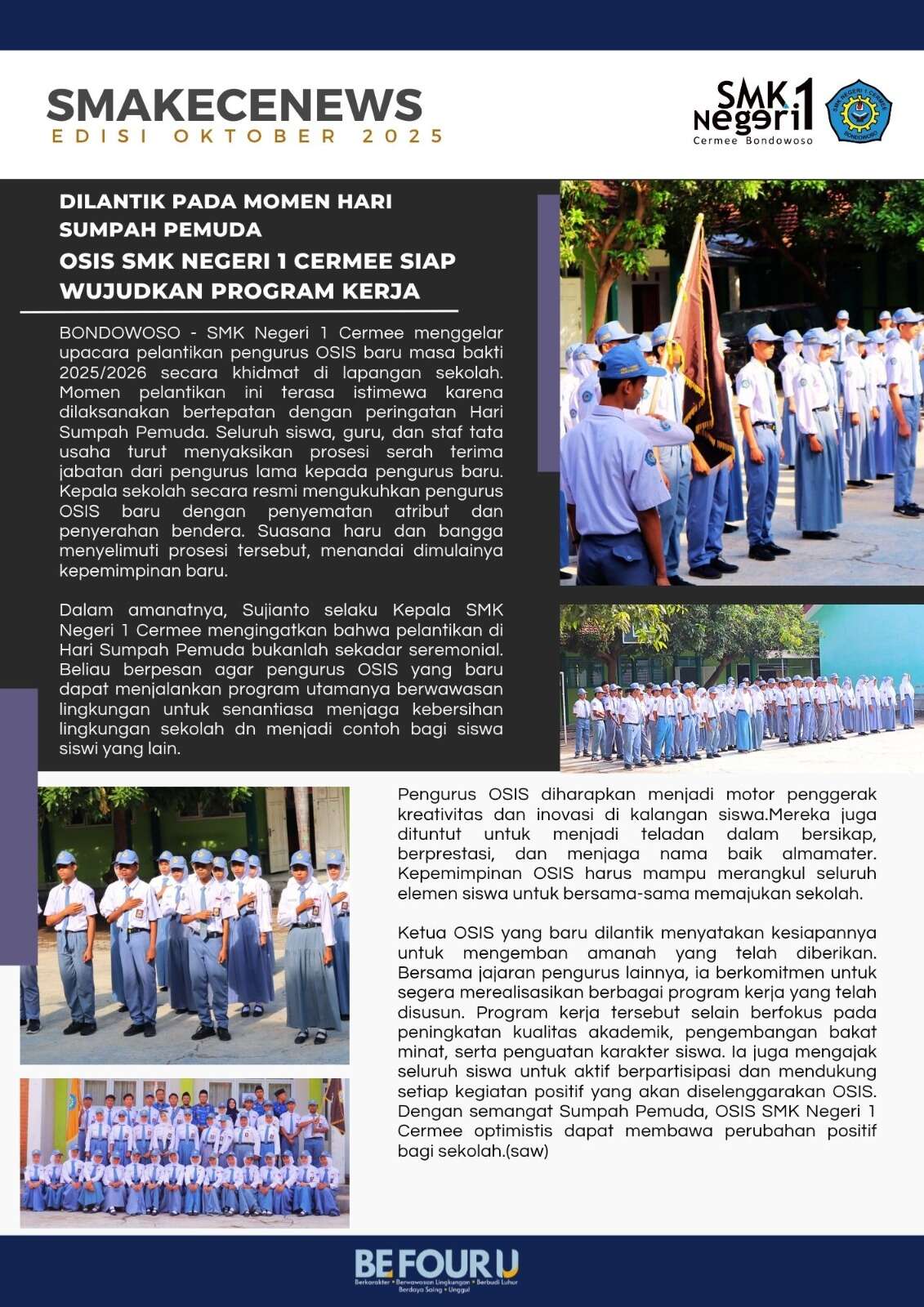 DILANTIK PADA MOMEN HARI SUMPAH PEMUDA OSIS SMK NEGERI 1 CERMEE SIAP WUJUDKAN PROGRAM KERJA